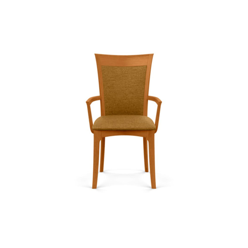 Morgan Upholstered Arm Chair, Natural Cherry, Microseude Onyx