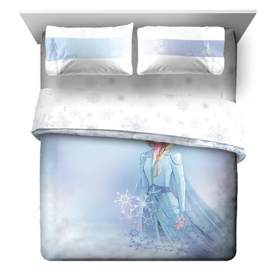 Frozen Blue/White Microfiber Reversible 5 Piece Comforter Set