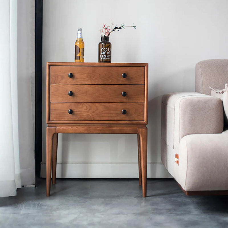 Commode en bois massif Modholic H, noyer, Noyer