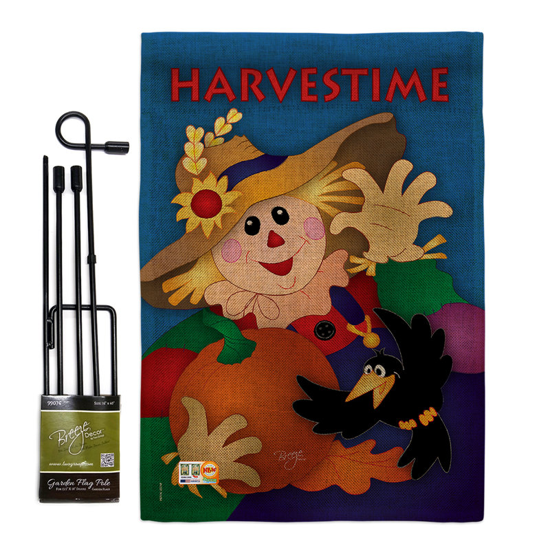 Harvestime 2 côtés en toile jute 19 x 13 po ensemble de drapeau