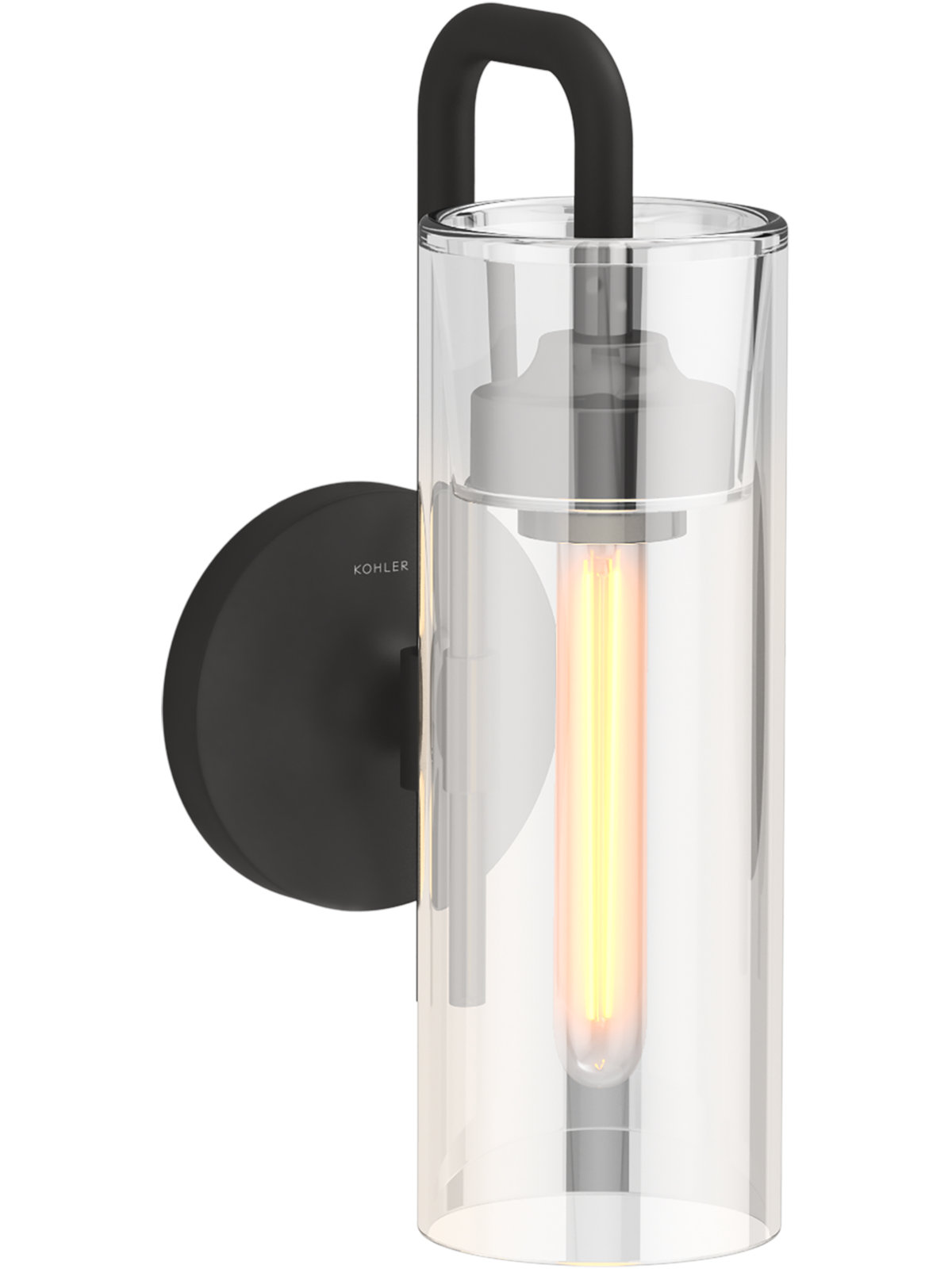 Purist Single Light Armed Sconce, Matte Black