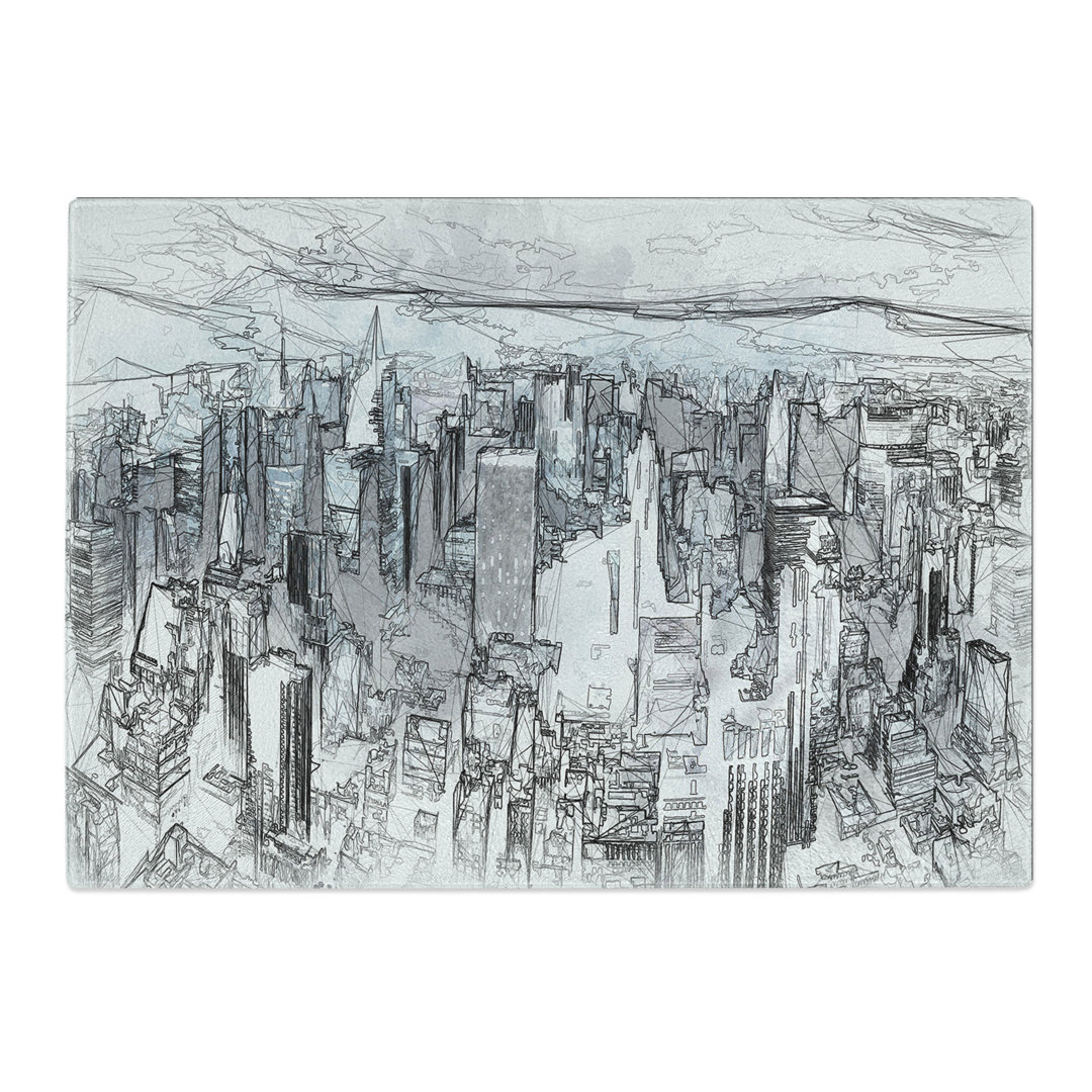 Tempered Glass Moody New York City Skyline Chopping Board