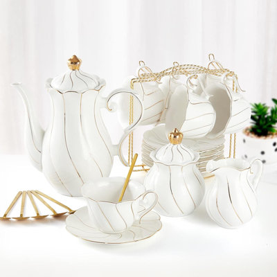 White porcelain tea set