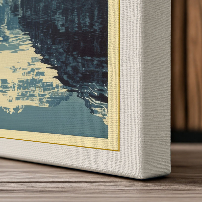 Mountain Lake Reflection Scandinavian - Wrapped Canvas, 18x12 - 45.7 x 30.5 cm, Cream Border