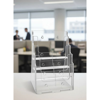 This 4-Tier Acrylic Document Organizer Features A Transparent Design And Removable Shelves. It Can Be Wall-Mounted Or Placed On A Table, Providing Con