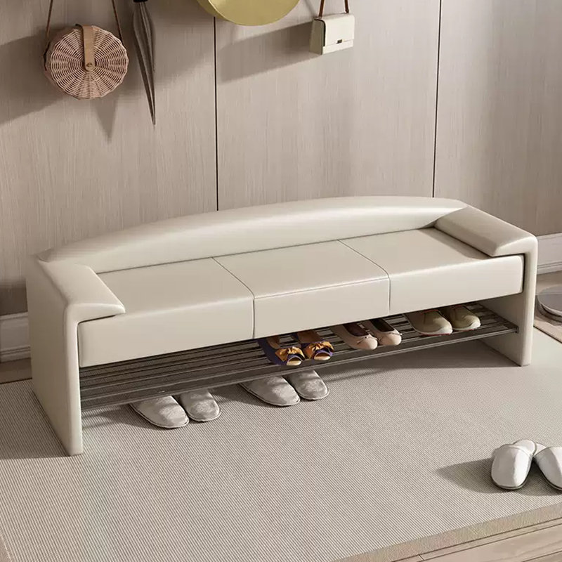 Upholstered Shoe Storage Bench, Beige