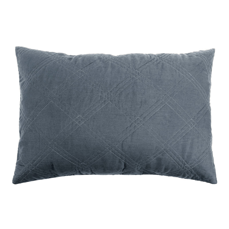 Washed Linen Denim Blue Std Quilted Sham