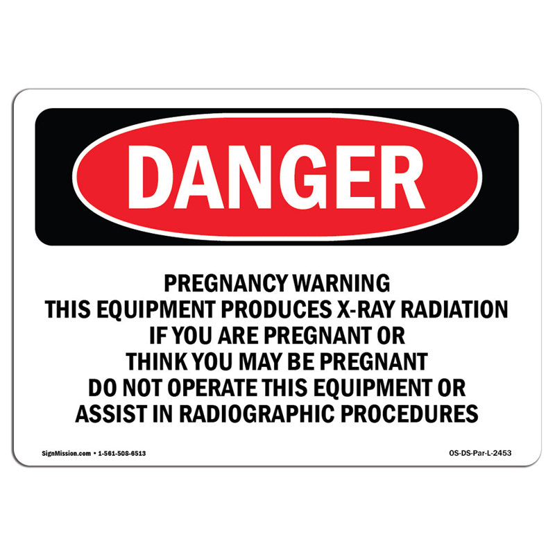 Avertissement de grossesse Cet équipement produit une affiche en aluminium 12 x 18, H 12 po x l 18 po x P 0,1 po