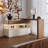 47.24"Brown and Cream Extendable Vanity and Chest of Drawers With Makeup Stool and Mirror