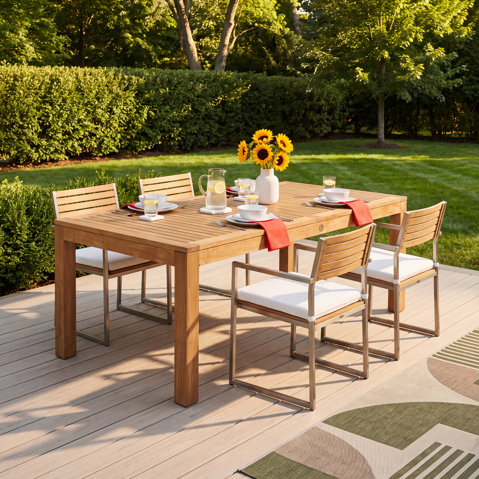 Tempo 87" Teak Patio Dining Table