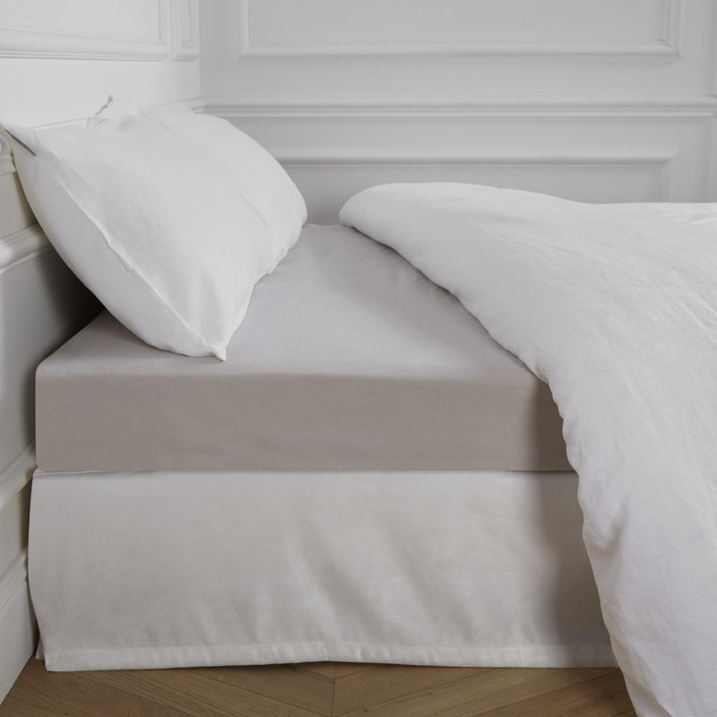 Dziedzic 100% Linen Fitted Sheet, Light Beige, Single (3')