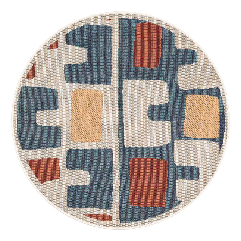 Dreson Abstract Indoor / Outdoor Rug, Round 4'1"