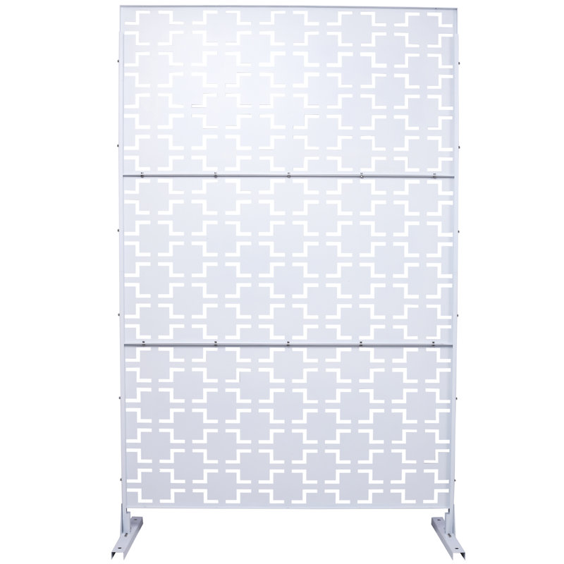 Clôture d'intimité H 76 po l 76 po - Métal, pour écran extérieur - Rouille, Blanc