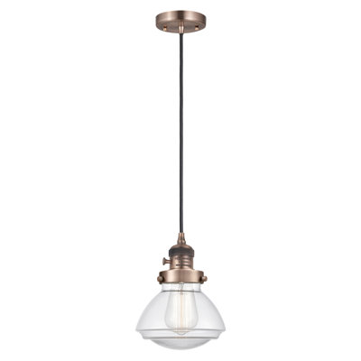 Franklin Restoration - Almarosa - Mini-luminaire suspendu à cordon de 7 po - Interrupteur marche / arrêt - Ampoule DEL - - Abat-jour transparent
