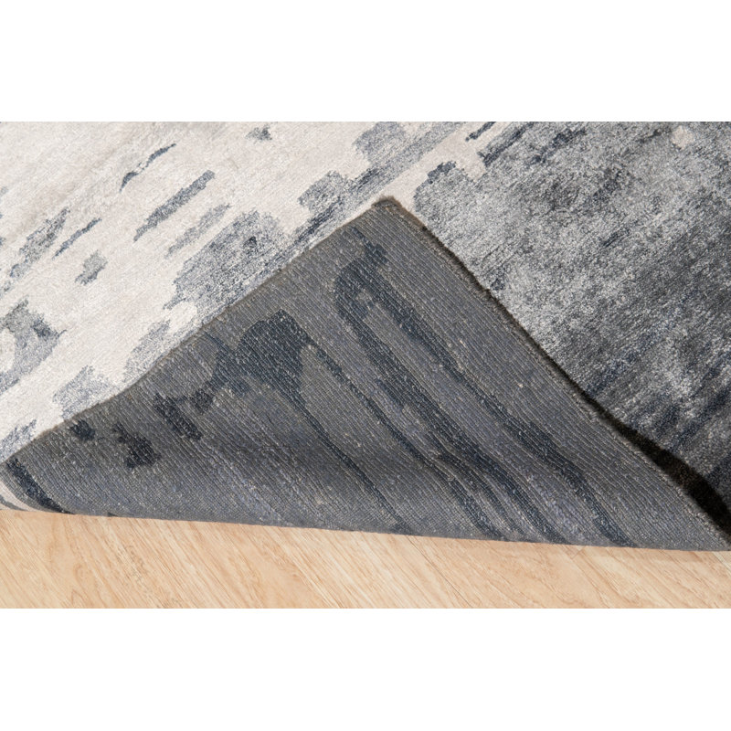 Gray Hand Knotted Wool & Viscose Area Rug