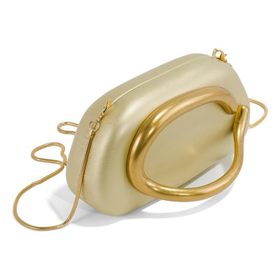 Gold PU Leather Evening Handbag for Women