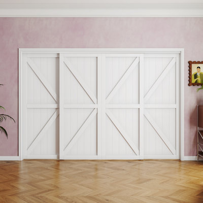 K Shape Design Manufacture Wood Sliding Closet Door With Hardware Kit