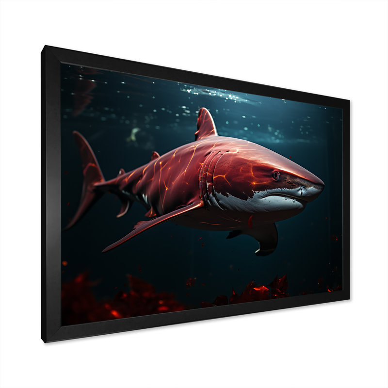 " Oceans Red Ghost Shark Photography ", Black Single Picture Framed, 16" H x 32" W x 1" D
