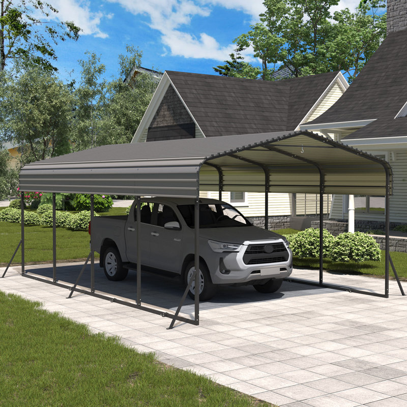 10X15 FT/12X20 FTMetal Carport With Galvanized Steel Roof For Pickup, Boat, Car And Tractors, 102.4" H x 147" W x 230.5" D