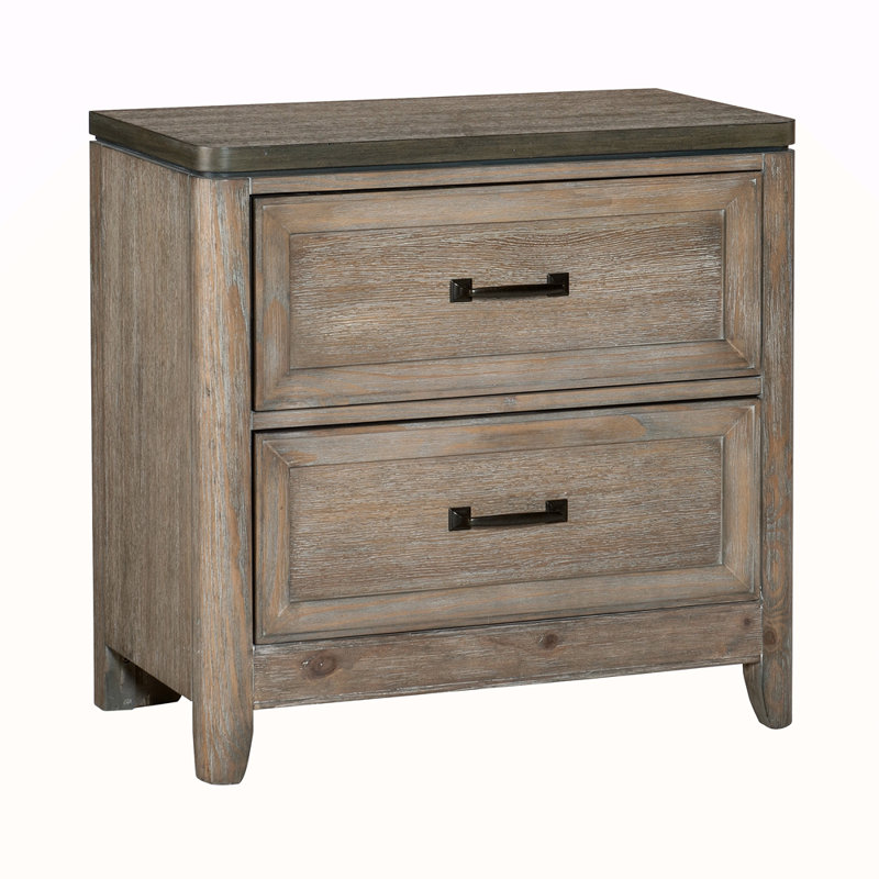 Table de chevet transitionnelle bicolore 1pc avec tiroirs à roulement à billes et table de chevet