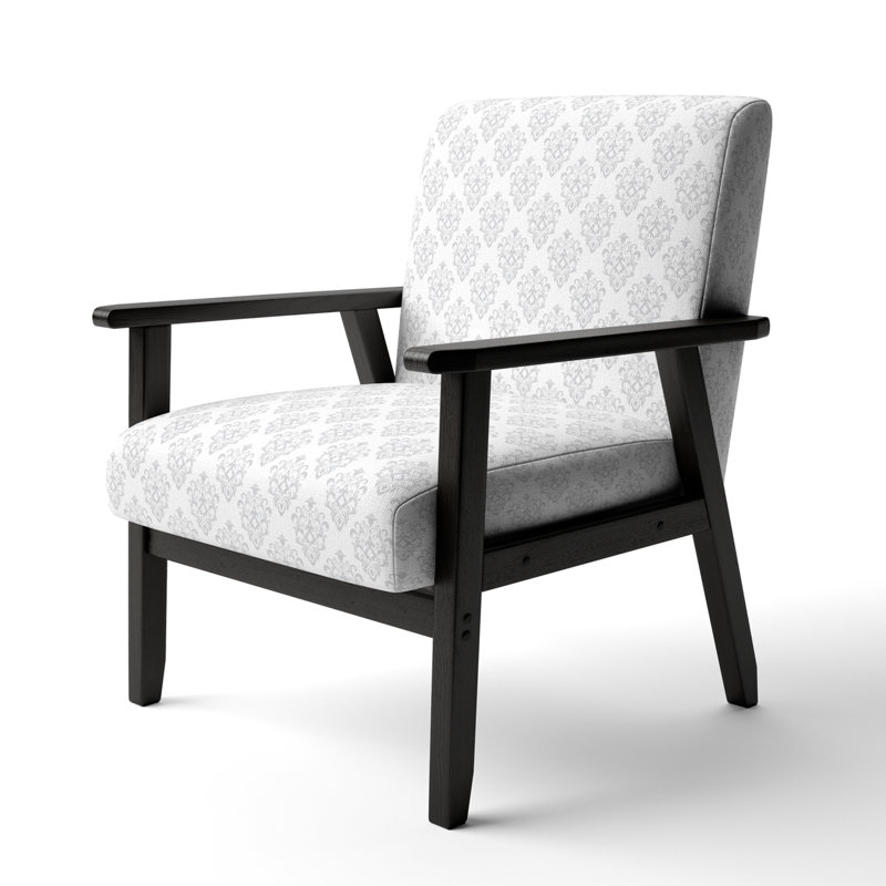 Fauteuil d'appoint rembourré à motif damas blanc Baroque