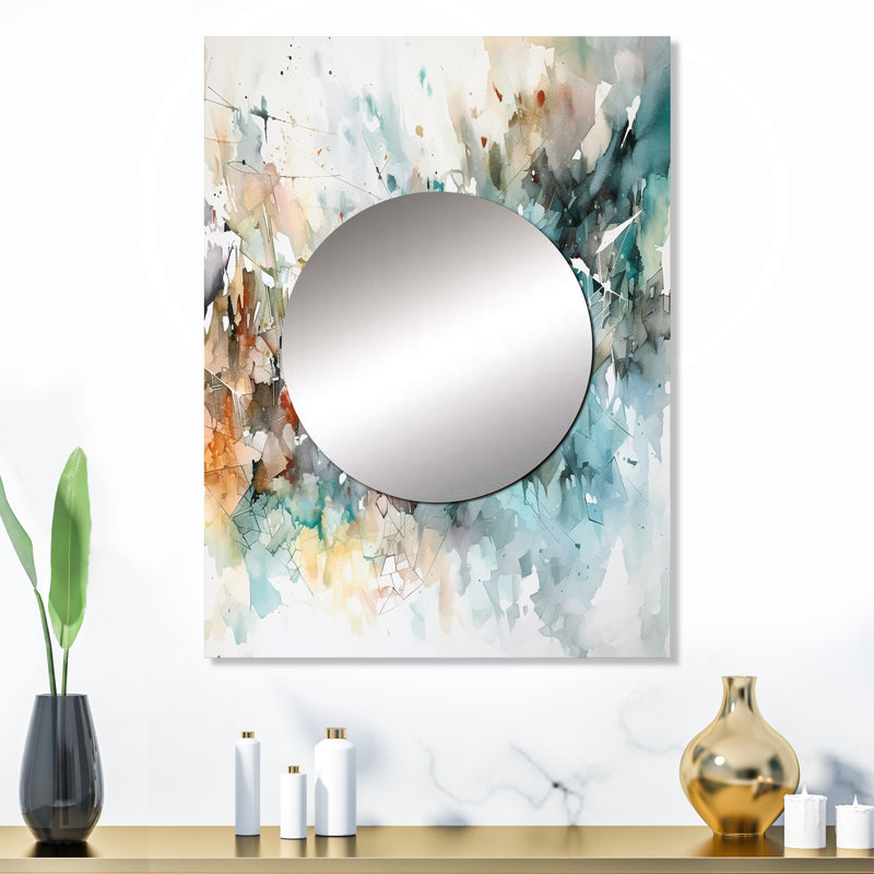 Burna Vibrant Paint Eruption V - Geometric Decorative Mirror, Modern Large Wall Mirror, Printed Metal Art, 32" x 24"