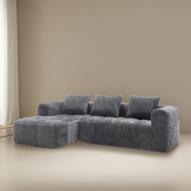 Canapé-lit modulaire 2 pièces pour salon, Gris chenille