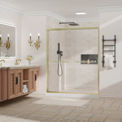  50-54 In. W X 72 In. H Double Sliding Framed Shower Door With Nano-Coated Clean Tempered Glass