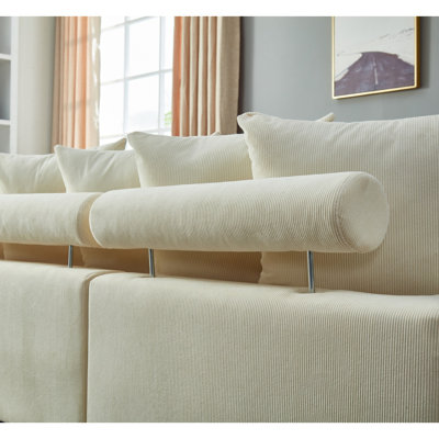 Modern Sofa Modular Sectional Sofa,5 Seater Convertible L  U Shaped Couch, Corduroy Fabric