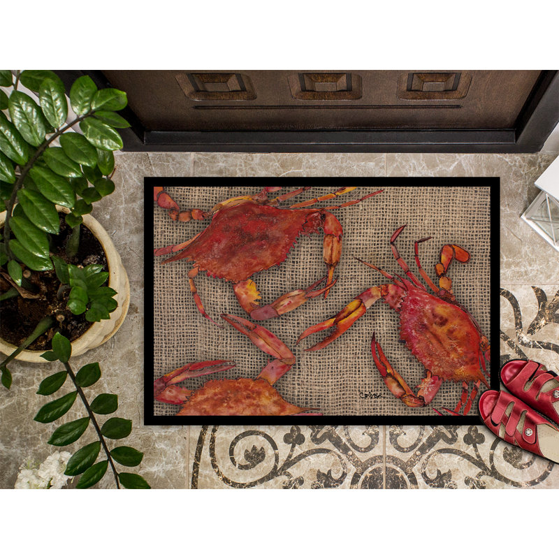 Tapis de porte de crabes cuites en faux en toile jute, Rectangle 2 pi x 3 pi
