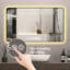 Miroir de salle de bain 38,57 x 30,32 pouces avec cadre noir, coins arrondis, affichage de la température, lumières à DEL changeantes tricolores et désembuage 29 x 39 pour salle de bain-1439222987