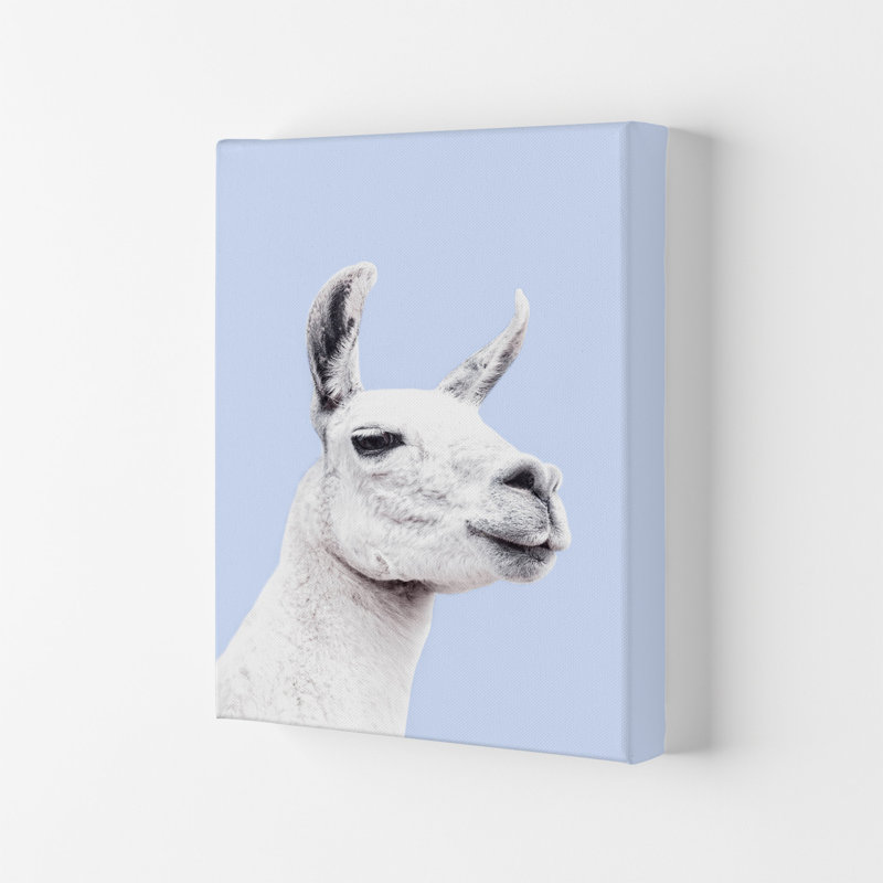 Blue Llama by Victoria Frost - Print, 29.7cm H x 21cm W x 4cm D, Wrapped Canvas