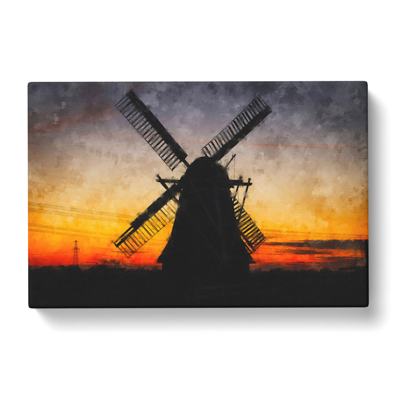 Windmill at Sunset Vol.1 - Wrapped Canvas, 35cm H x 50cm W x 3cm D