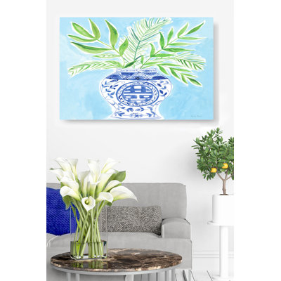Chinoiserie Blue, Green, Indigo, Cyan, Teal, Fern, Palm, Leaves, Tropical,