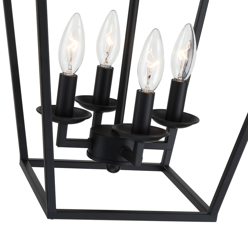 Lustre géométrique à 4 lumières Duward, Noir