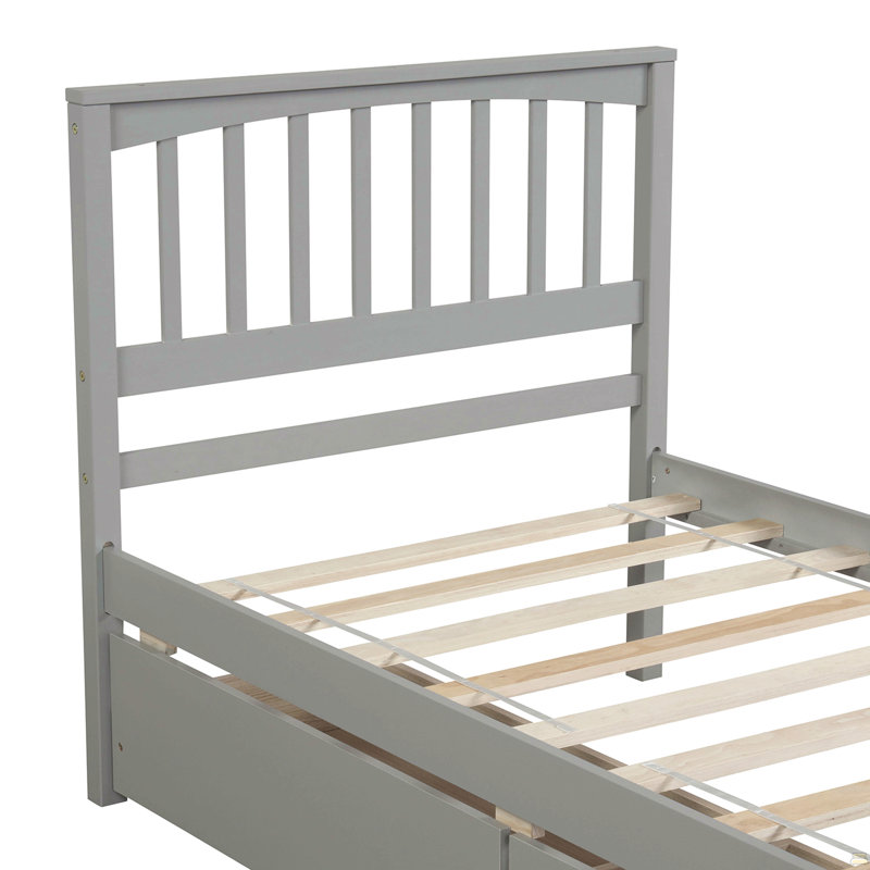 Lit plateforme simple avec deux tiroirs, Gris