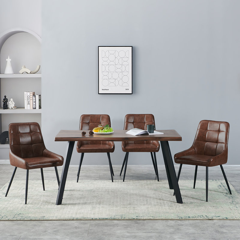 Aabas Vintage Faux Leather Armless Dining Chairs