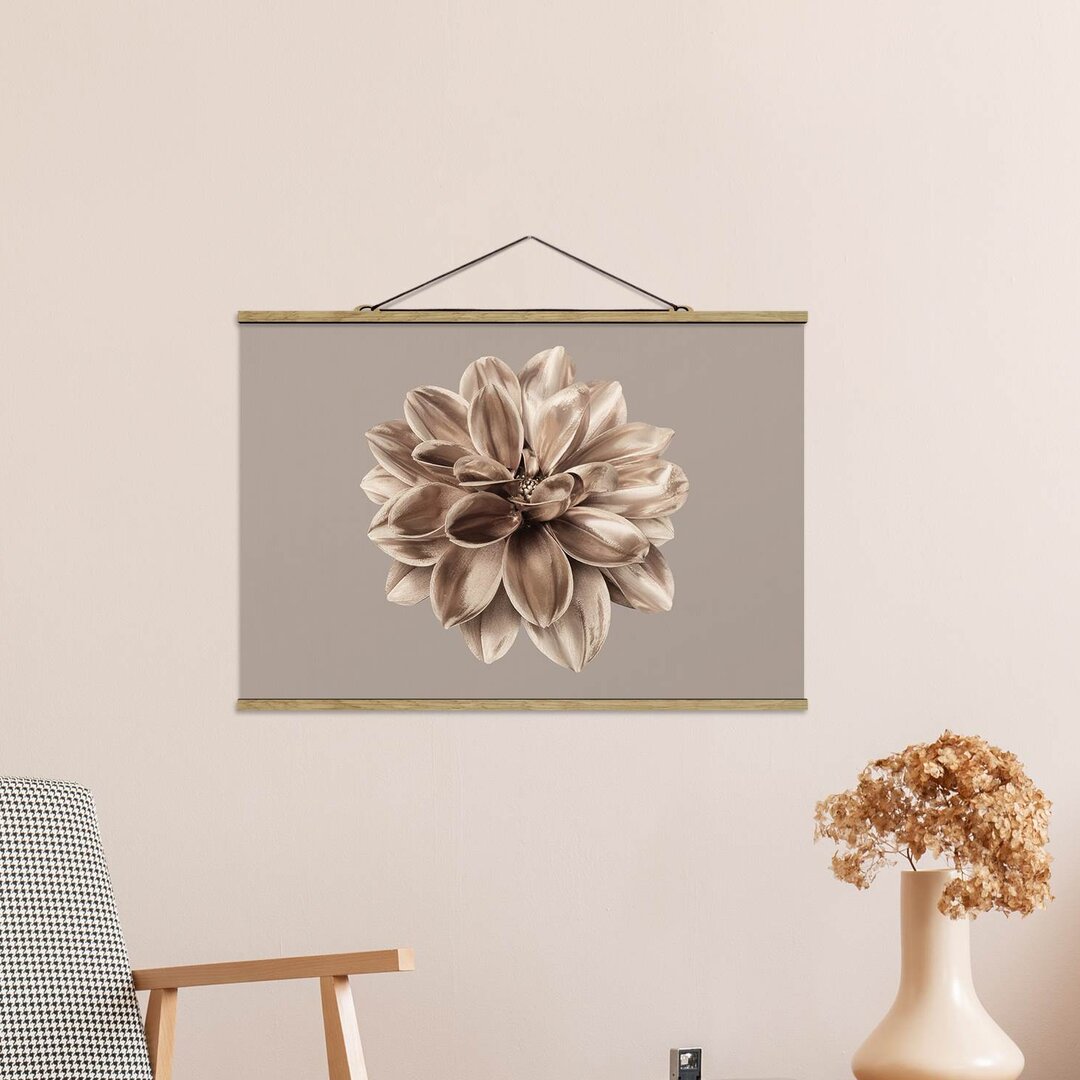 Stoffbild Dahlia Bronze Metallic Mocha Centered