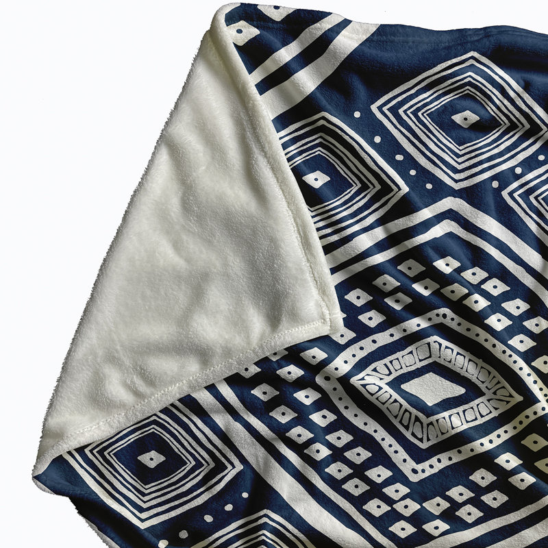 Jeté polaire Animal Magnetism, L 30 po x L 40 po, Blue Geometric 2, 1.75