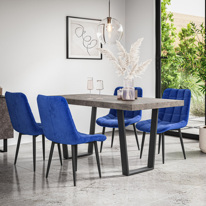 Wapella Dining Set, Grey/Black/Blue, Table, 6 Chairs