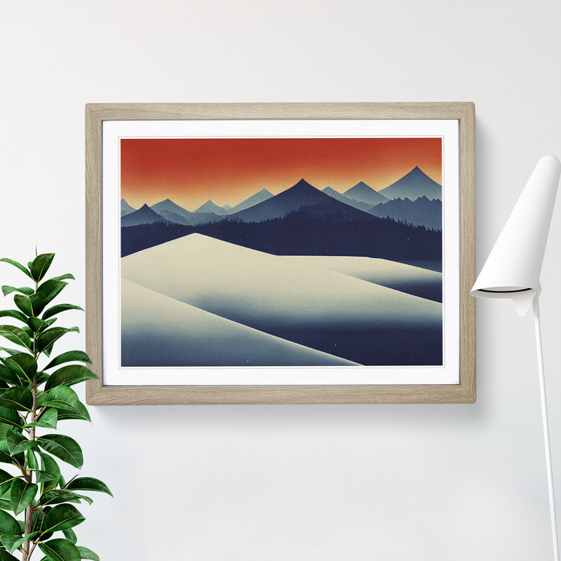 XH1022-10228X Winter Landscape Abstract 1 Piece Single Picture Frame Wall Art, 25cm H x 34cm W x 2cm D, Oak Framed