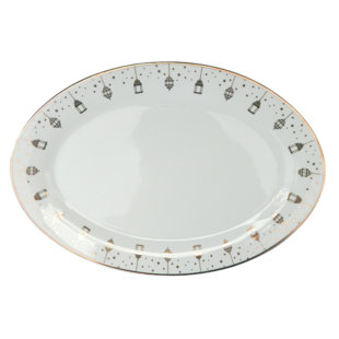 Lantern Gold Plated - 2pc Oval Dish Set - Ceramic Porcelain China