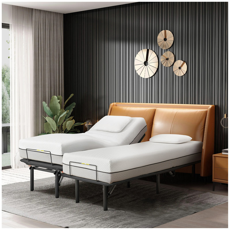 Base de lit réglable très grand divisé / base de lit avec inclinaison motorisée de la tête et des pieds, zéro gravité, télécommande sans fil (base seulement)