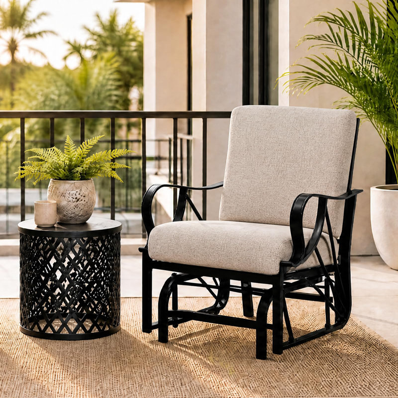 Outdoor Lounge Chair, Beige, White