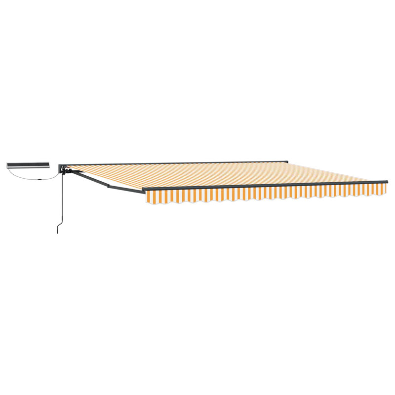 VidaXL Polyester Cover Retractable Patio Awning, Striped, 450cm W x 300cm D, Yellow/White/Black