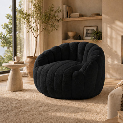 Pouf poire en forme de coquillage avec dossier enveloppant, canapé poire en fausse fourrure de lapin garni de mousse déchiquetée, fauteuil lounge confortable pour chambre, dortoir et salon