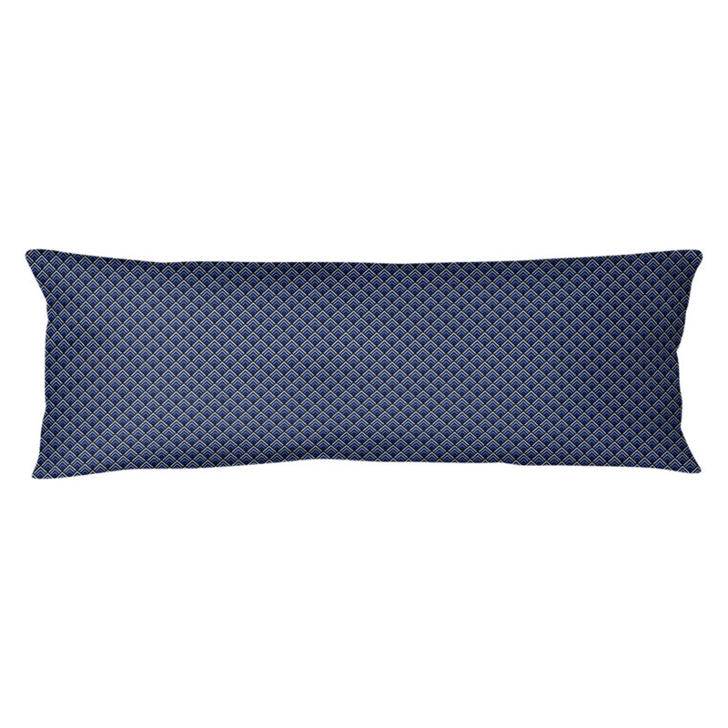 Coussin géométrique, Bourre en polyester, Noir/bleu