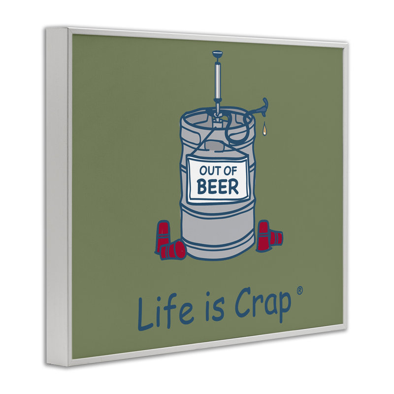 Drôle de bière vide vide, art giclée par LIC, H 11 po x l 14 po, Giclée encadrée blanc bord de mer