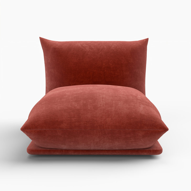 Chaise sans accoudoirs rembourrée en tissu Cath, Rouge