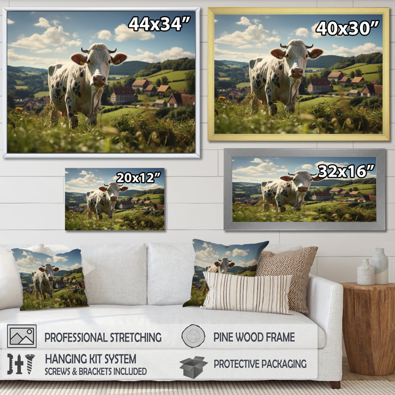 Vache de Tsiskwa en Allemagne II - impression, H 30 po x l 40 po, Cadre flottant doré